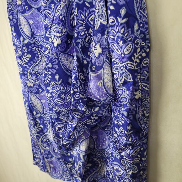Vintage Adrianna Papell blue floral paisley silk skirt set Size 6 retro maximal - Picture 11 of 16